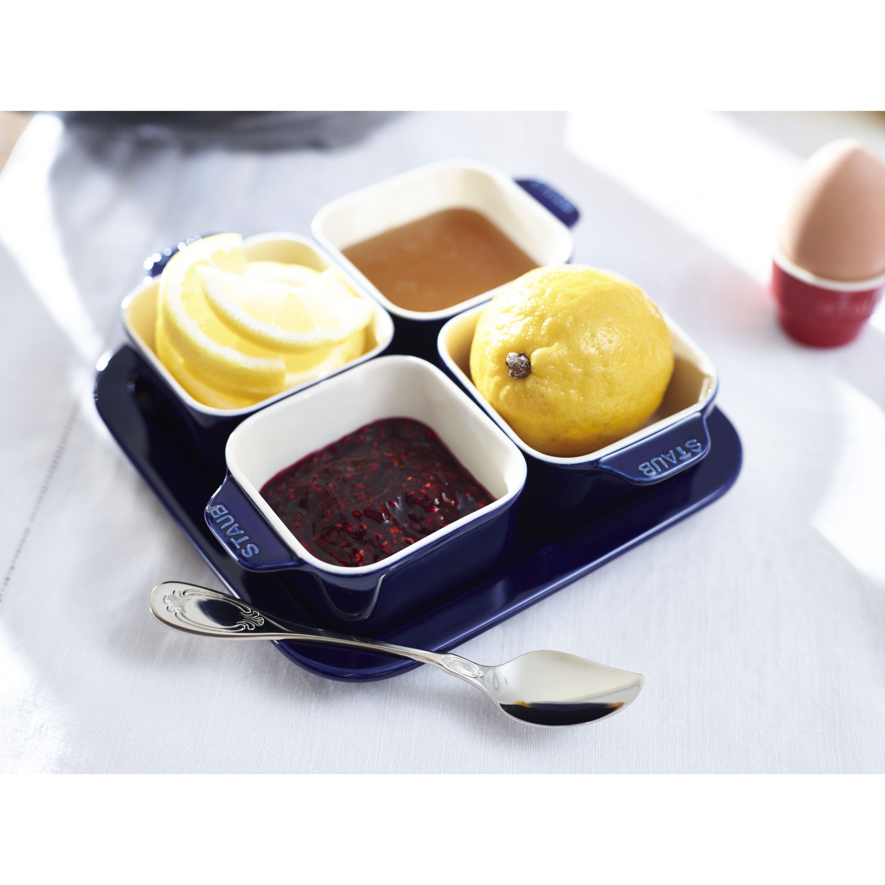 STAUB Ceramique 5 Piece Ceramic Appetiser Set, Dark-Blue-n/a-DECOROLALA
