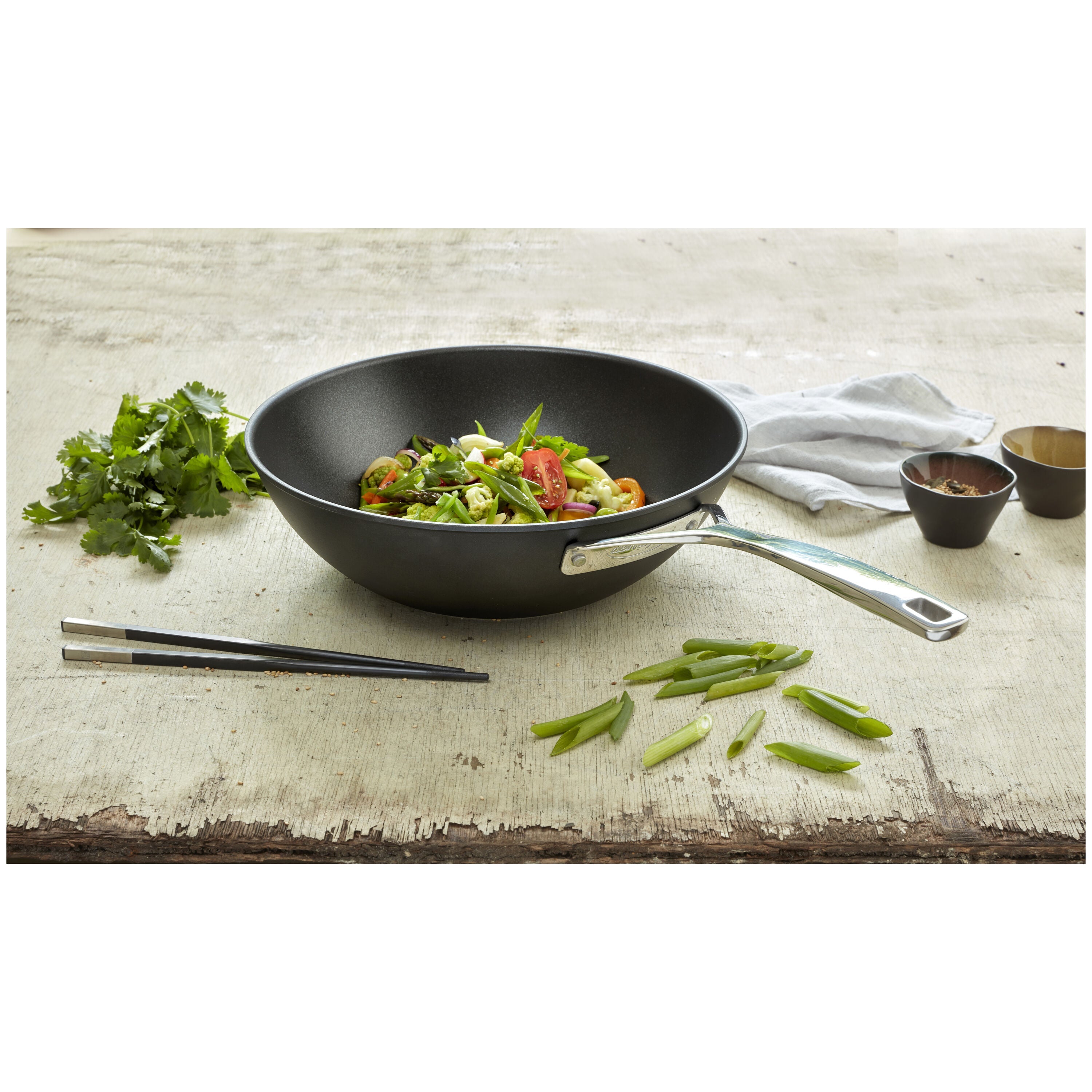 DEMEYERE Alu Pro 5 30 cm / 12 inch Aluminum Wok Flat Bottom-n/a-DECOROLALA