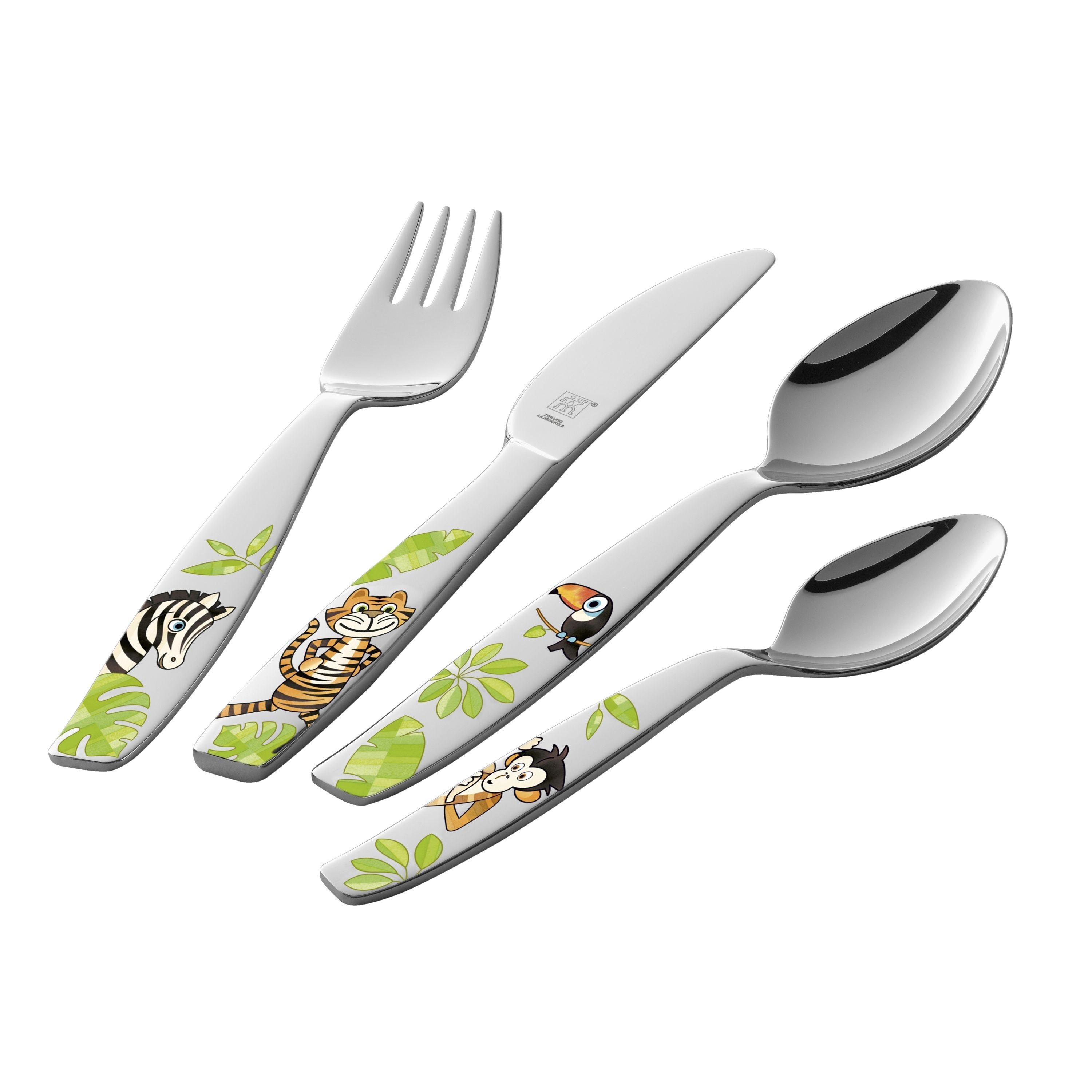 ZWILLING Jungle 4 Piece, Children's Flatware Set, Silver-n/a-DECOROLALA