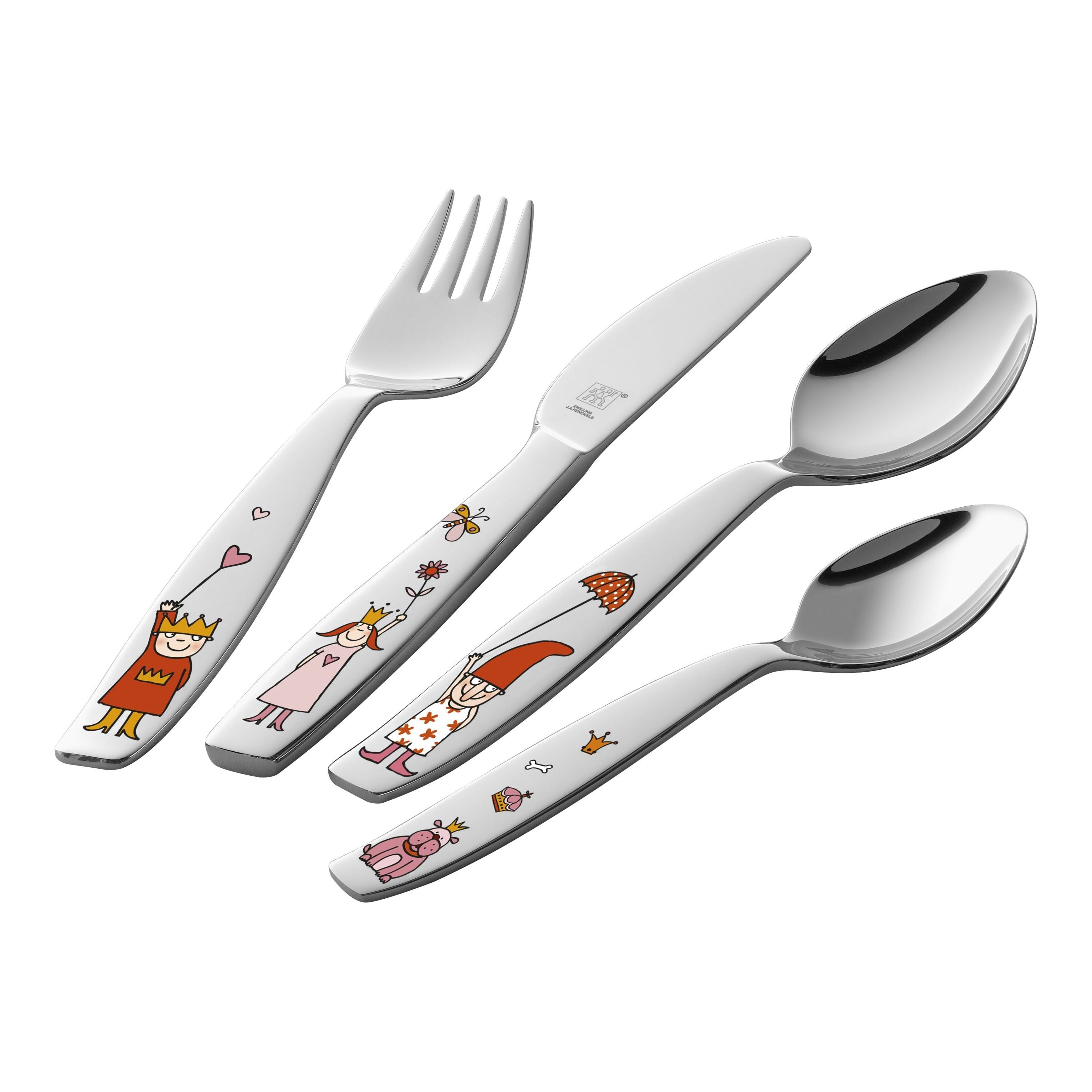 ZWILLING Prinzessin Emilie 4 Piece, Children's Flatware Set, Silver-n/a-DECOROLALA