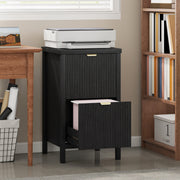 2-Drawer Vertical File Cabinet - Black Modern MDF Office Unit