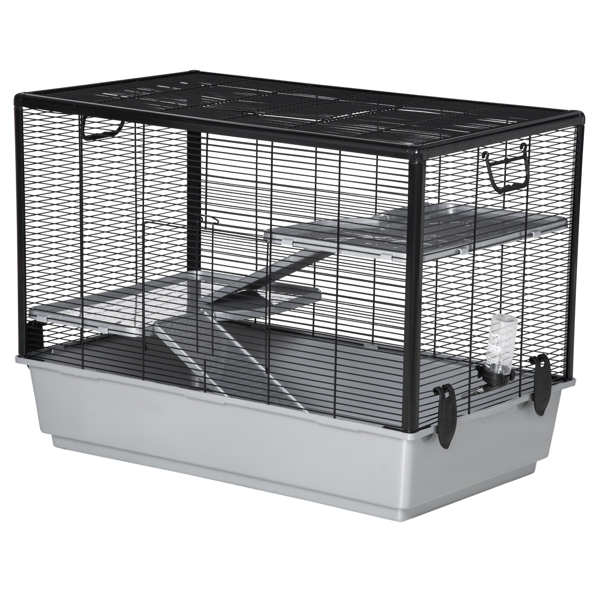 3-tier Hamster Cage, Guinea Pig Cage with Accessories Food Dish Water Bottle, Ramps, 31.5"x19"x 23", Grey