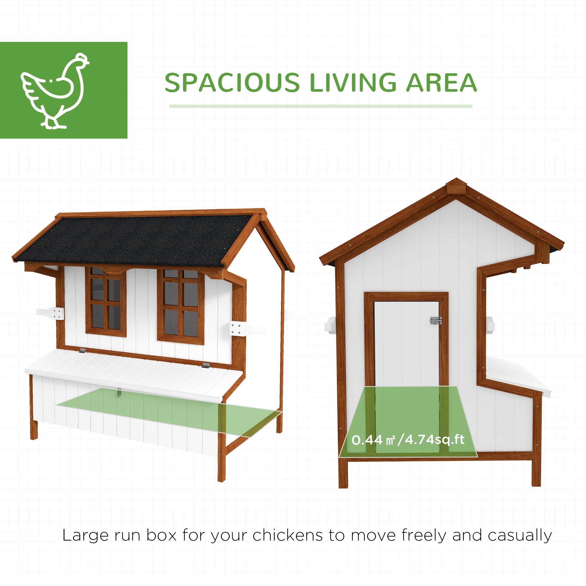 Poulailler en bois de 47 pouces, clapier pour lapins, cage surélevée pour volailles, enclos portable pour poules de jardin