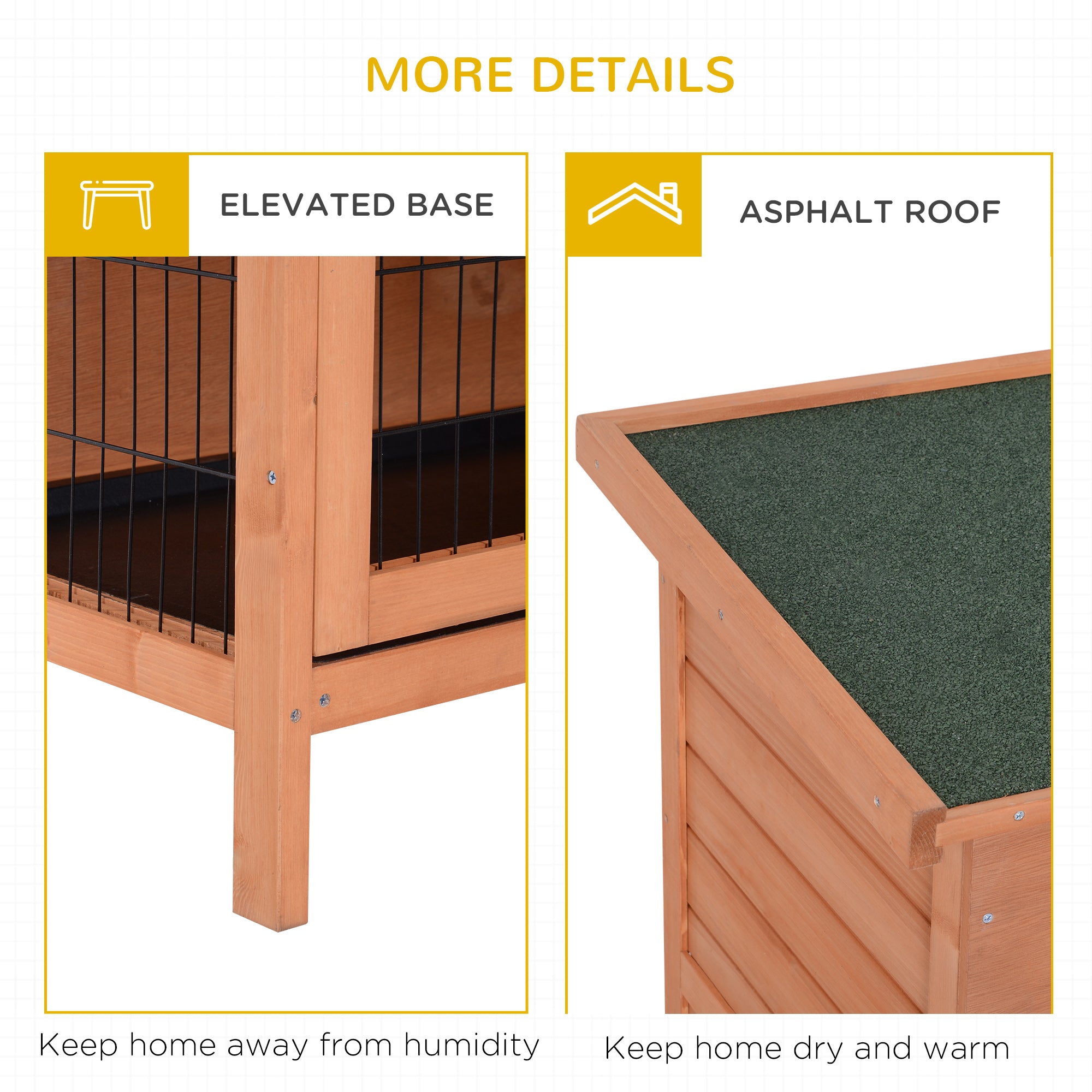 54"L 2-Story Large Rabbit Hutch Bunny Cage Wooden Pet House Small Animal Habitat with Lockable Doors, No Leak Tray and Waterproof Roof for Outdoor/Indoor Orange