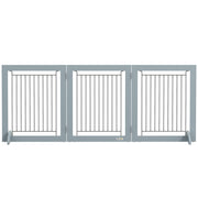 Freestanding Pet Gate, Folding Dog Gate with 2 Support Feet, 24" High, 3 Panels, for Small Dogs, Indoor Use - Grey