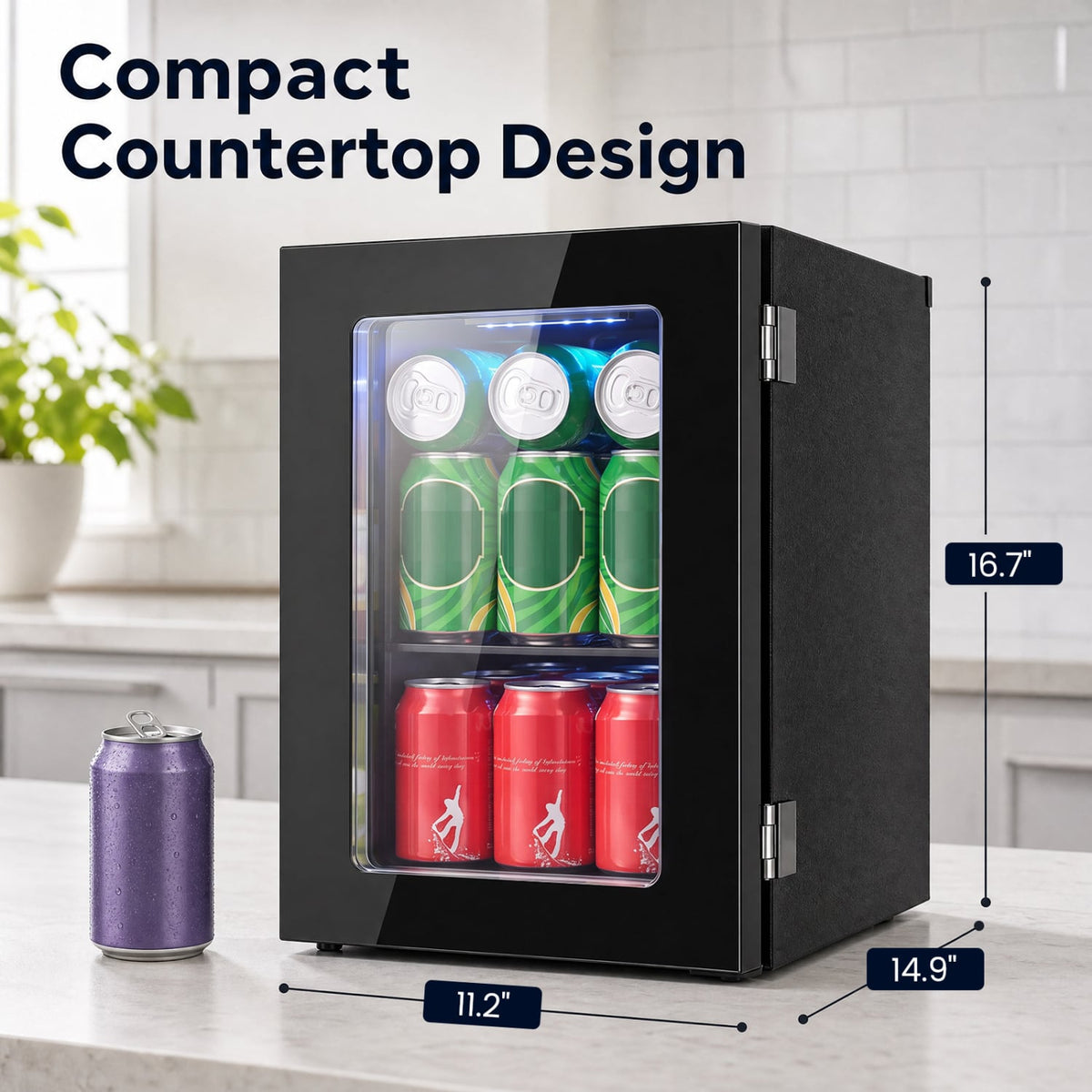 0.6 Cu.Ft Beverage Refrigerator 24 Cans Countertop Mini Fridge-Black-Refrigerators-DECOROLALA