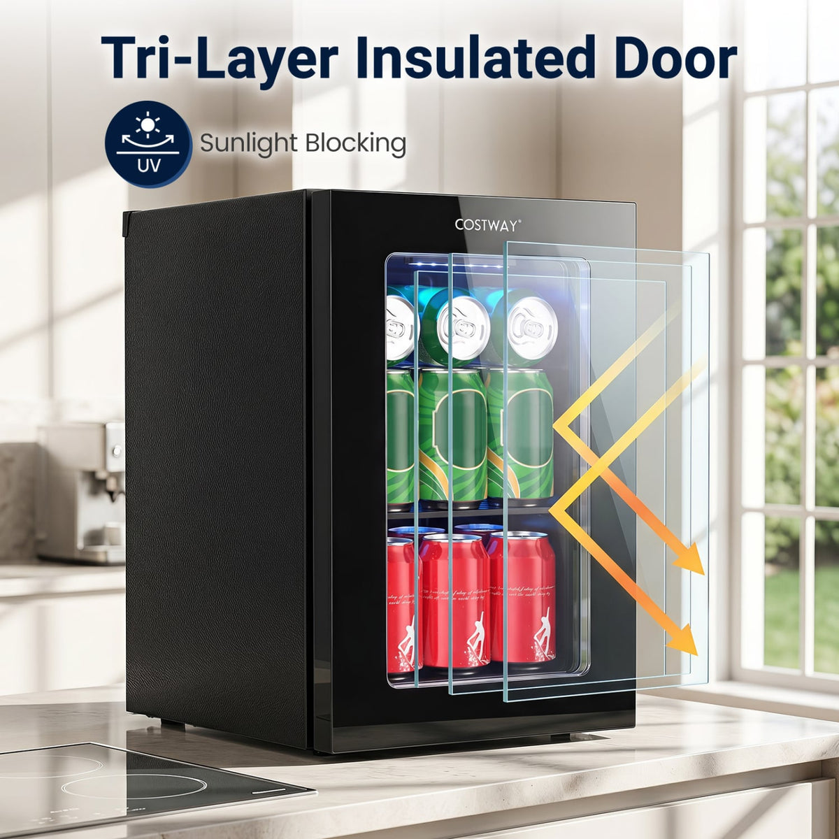 0.6 Cu.Ft Beverage Refrigerator 24 Cans Countertop Mini Fridge-Black-Refrigerators-DECOROLALA