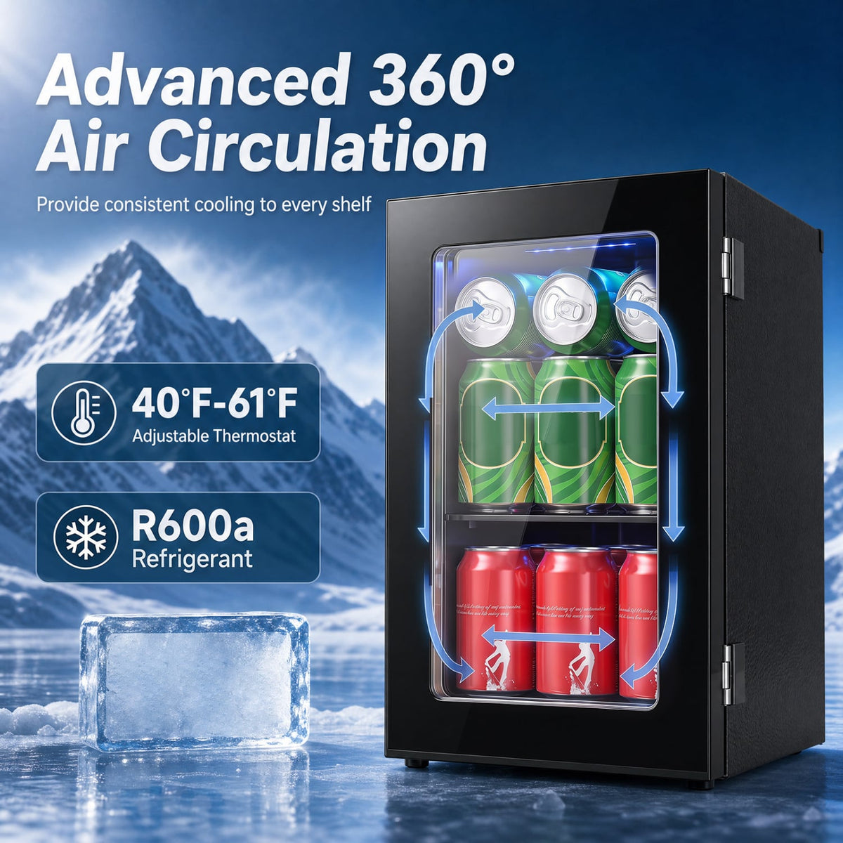 0.6 Cu.Ft Beverage Refrigerator 24 Cans Countertop Mini Fridge-Black-Refrigerators-DECOROLALA