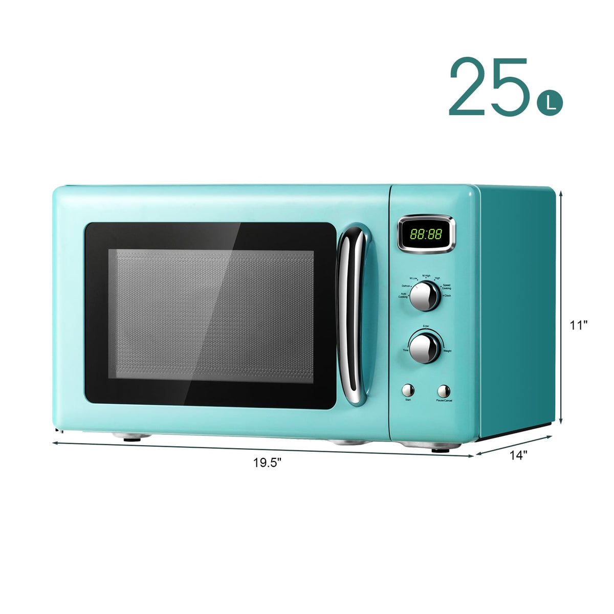 0.9 Cu.ft Retro Countertop Compact Microwave Oven-Green-Toaster Ovens-DECOROLALA