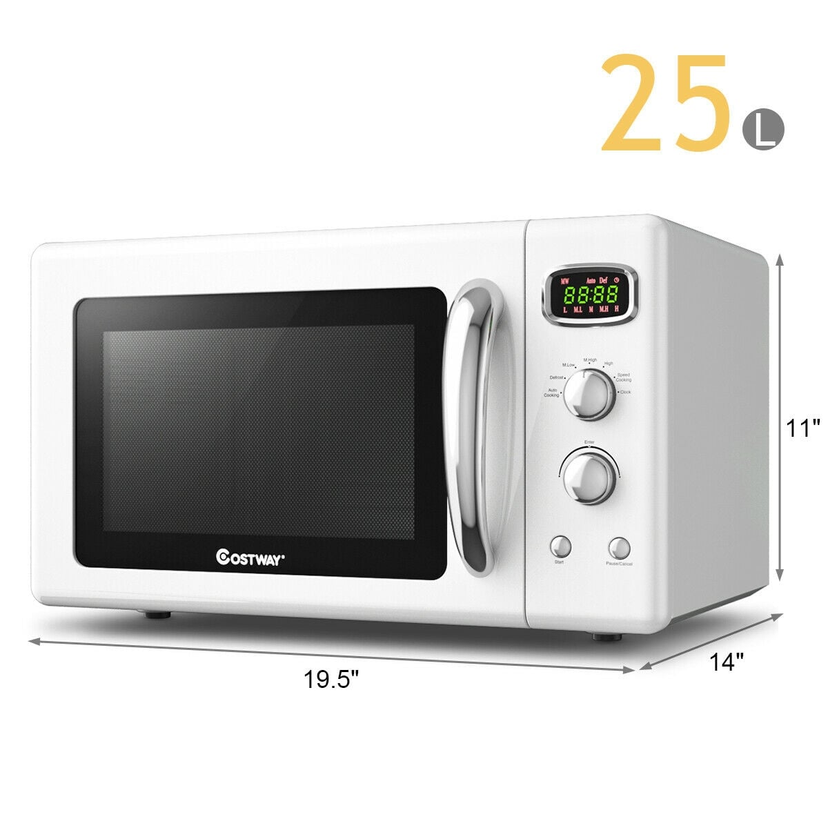 0.9 Cu.ft Retro Countertop Compact Microwave Oven-White-Toaster Ovens-DECOROLALA