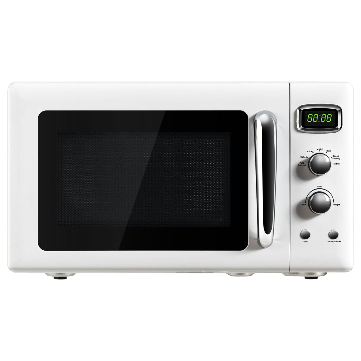 0.9 Cu.ft Retro Countertop Compact Microwave Oven-White-Toaster Ovens-DECOROLALA