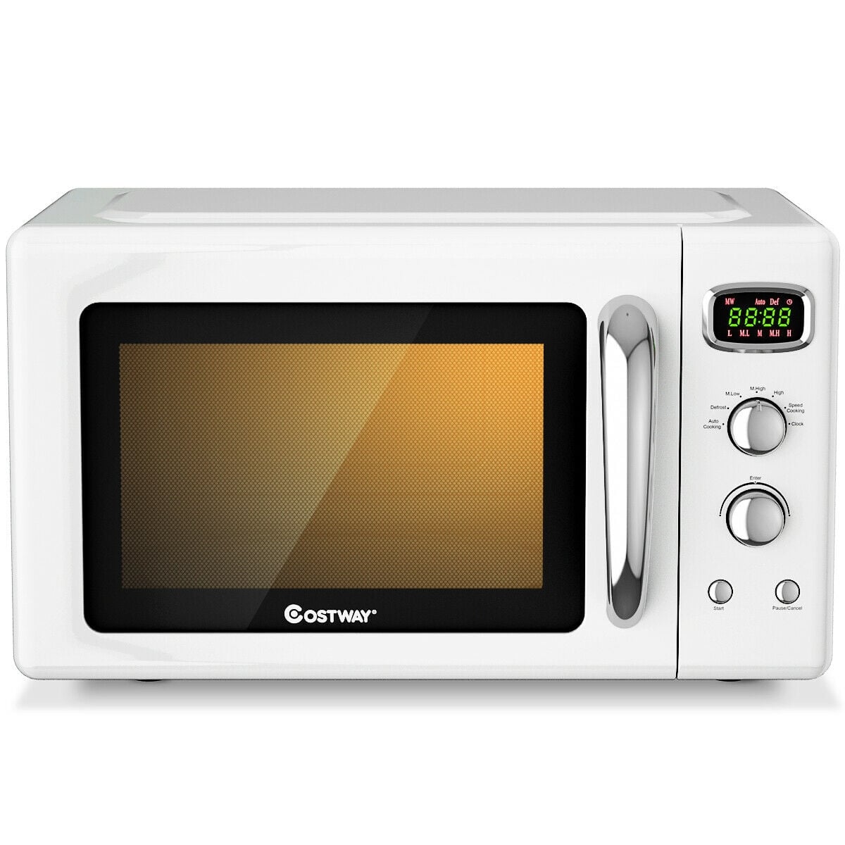 0.9 Cu.ft Retro Countertop Compact Microwave Oven-White-Toaster Ovens-DECOROLALA