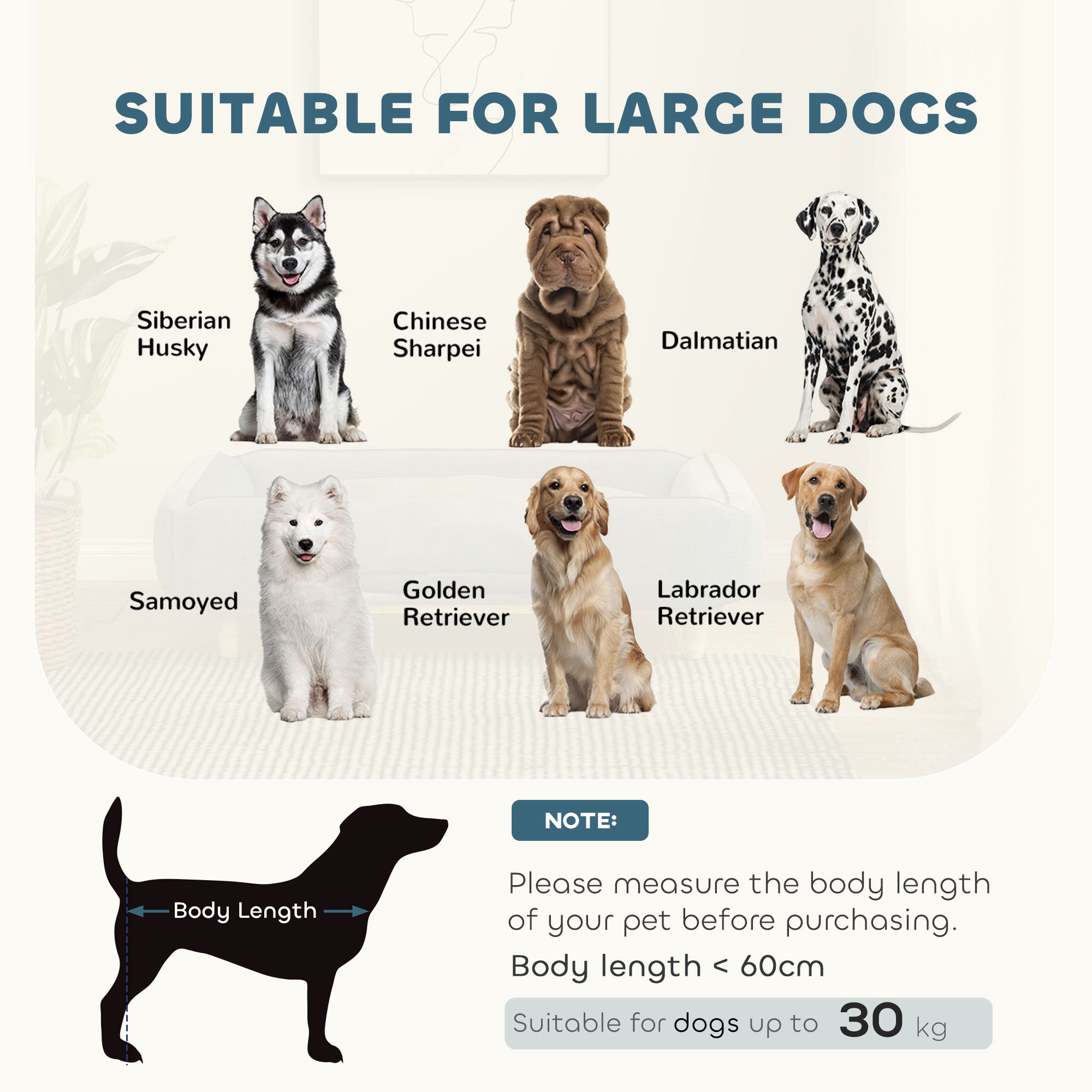 Canapé pour chien lavable pour grands chiens, canapé pour animal surélevé avec pieds antidérapants, bleu foncé