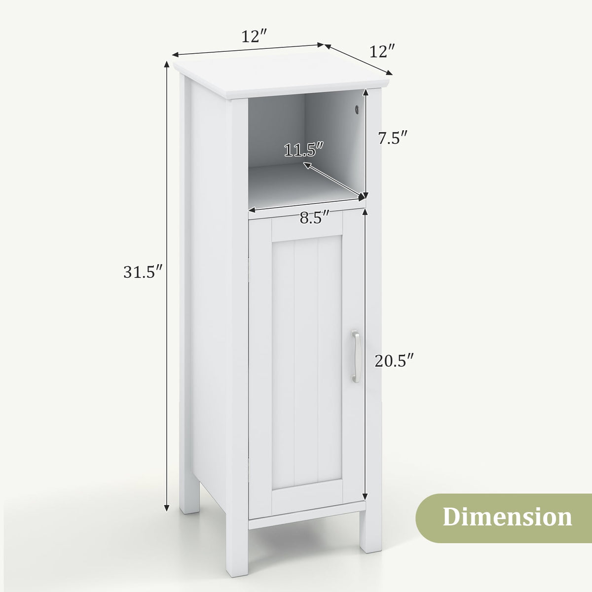 1-Door Freestanding Bathroom Cabinet with Open Shelf-Floor Cabinets-DECOROLALA