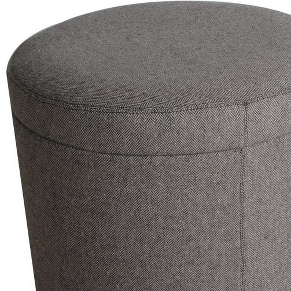 1" Gray Faux Leather Round Storage-Ottomans-DECOROLALA