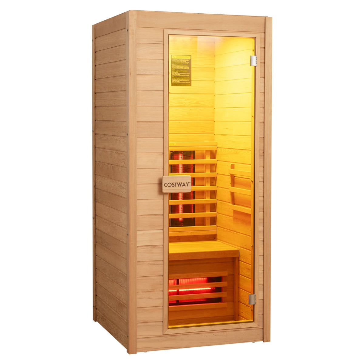1 Person Far Infrared Sauna Canadian Hemlock Wood Indoor Home Sauna Room-Saunas-DECOROLALA