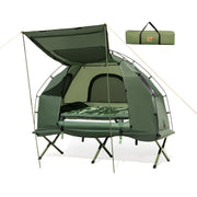 1-Person Folding Camping Tent with Sunshade and Air Mattress-Tents-DECOROLALA