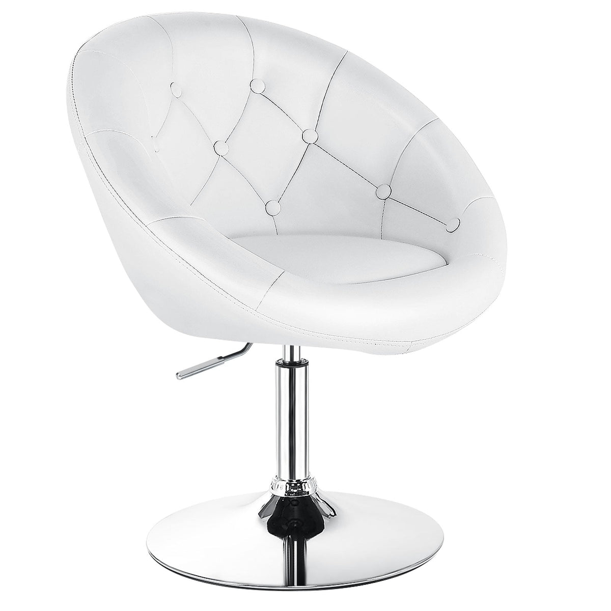 1 Piece Adjustable Modern Swivel Round Tufted-White-Bar Stools-DECOROLALA