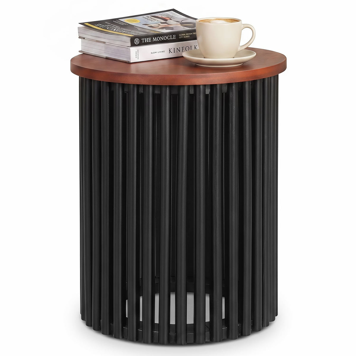 1 Piece Elegant Wooden Round Coffee Table for Living Room and Home Office-Walnut-Coffee Tables-DECOROLALA