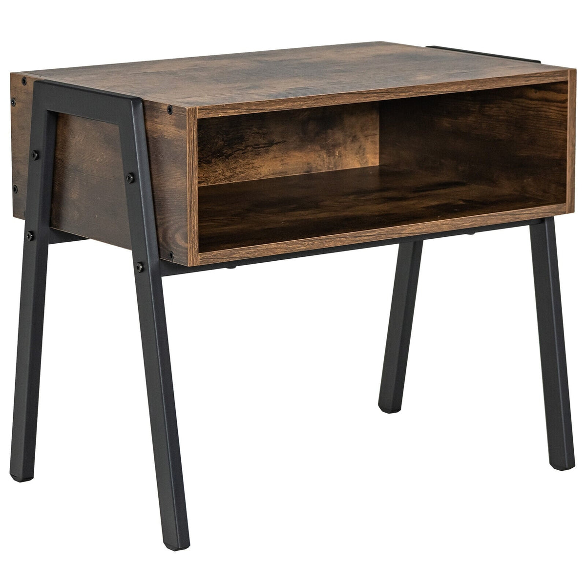 1 Piece Stackable Night Stand Shelf Accent Table with Metal Frame-Nightstands-DECOROLALA
