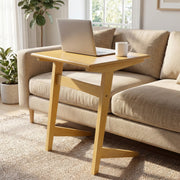 1 Piece Wood Sofa Side Table C-shaped End Table with Wood Veneered Top-End & Side Tables-DECOROLALA