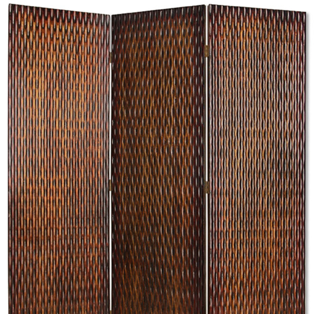 1" X 63" X 72" Brown Wood 3 Panel Screen-Room Dividers-DECOROLALA