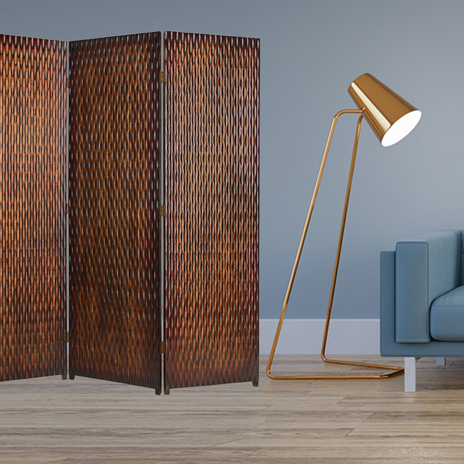 1" X 63" X 72" Brown Wood 3 Panel Screen-Room Dividers-DECOROLALA