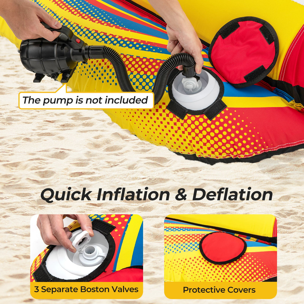 1 or 2 Person Inflatable Towable Tube Banana Boat for Boating-Water Sports-DECOROLALA