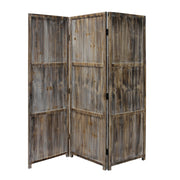 1" x 63" x 72" Brown 3 Panel Solid Wood Fortress Screen-Room Dividers-DECOROLALA