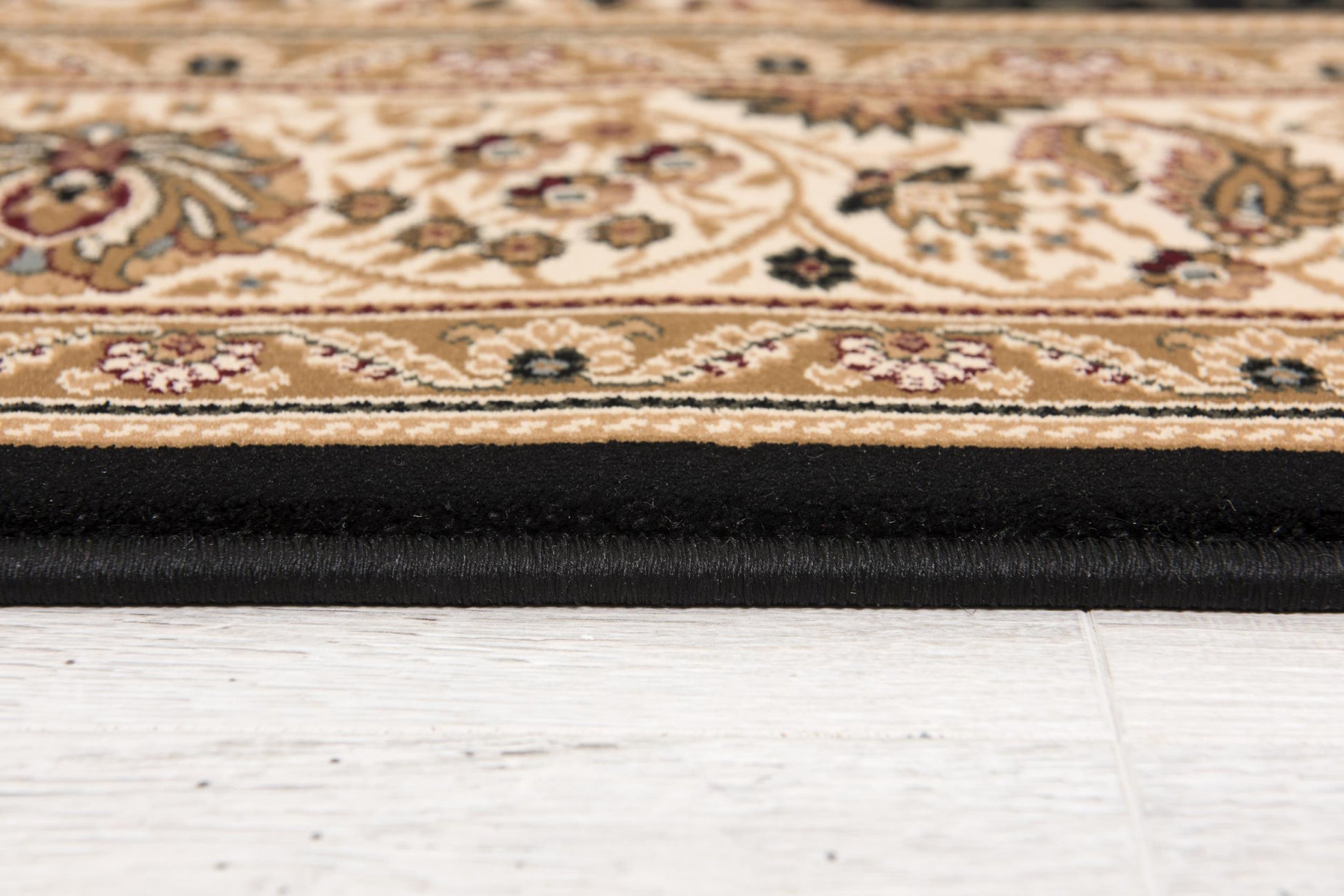 10' Beige And Black Medallion Runner Rug-Area Rugs-DECOROLALA
