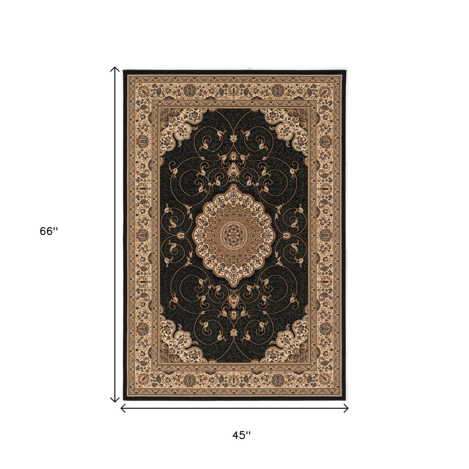 10' Beige And Black Medallion Runner Rug-Area Rugs-DECOROLALA