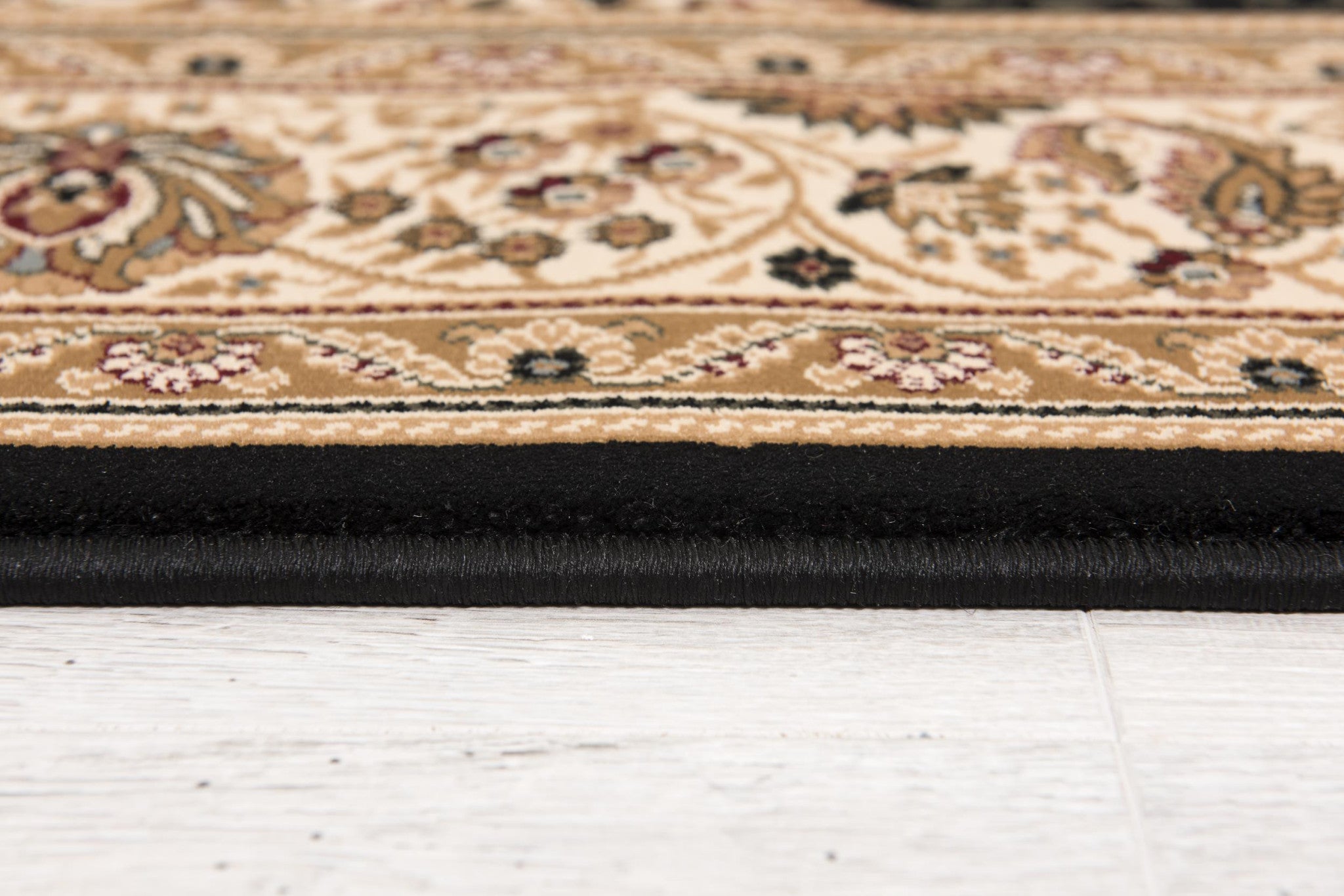 10' Beige And Black Medallion Runner Rug-Area Rugs-DECOROLALA