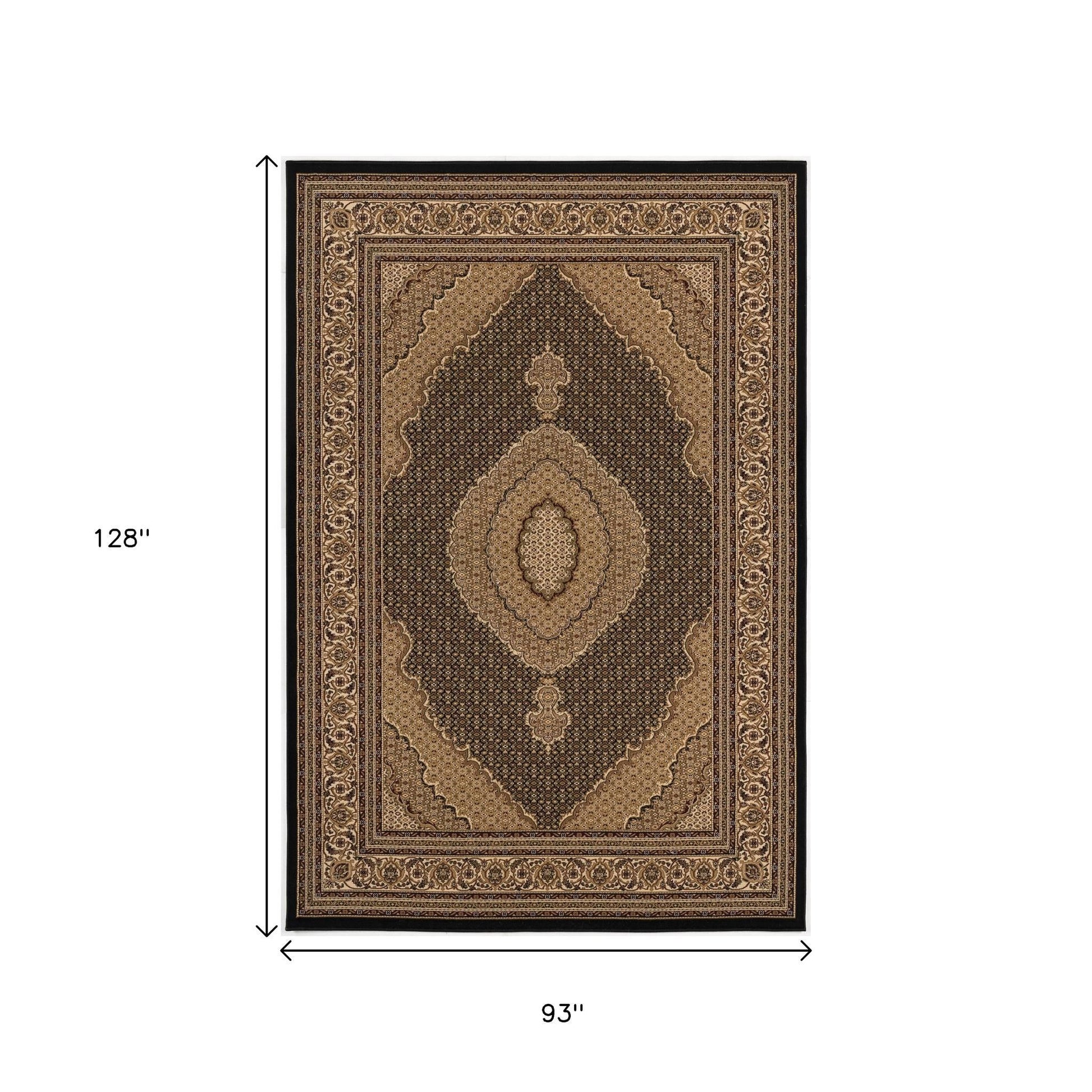 10' Beige And Black Medallion Runner Rug-Area Rugs-DECOROLALA
