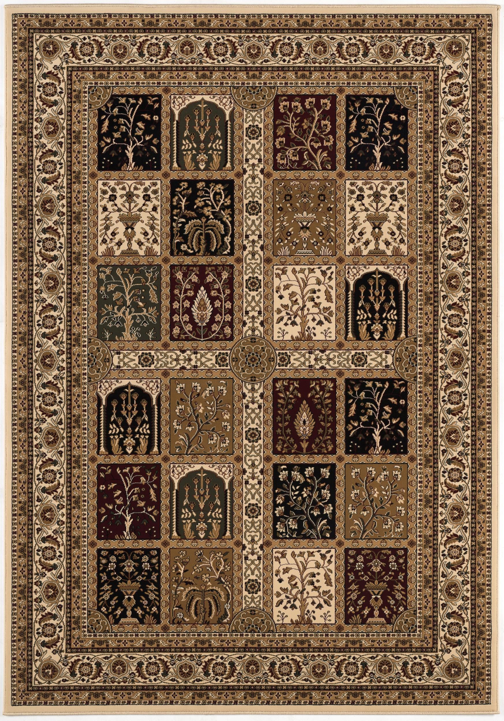 10' Beige And Black Oriental Runner Rug-Area Rugs-DECOROLALA