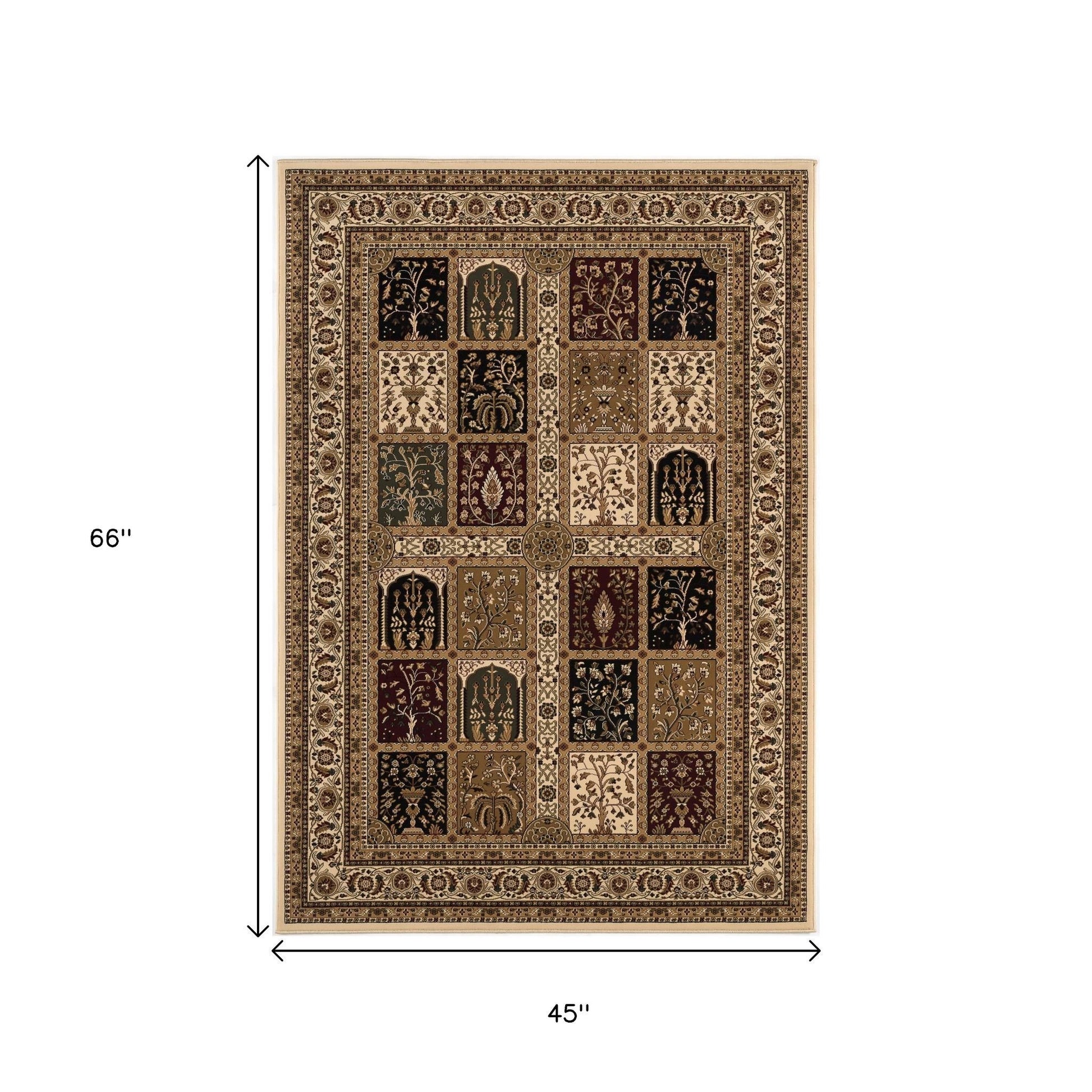 10' Beige And Black Oriental Runner Rug-Area Rugs-DECOROLALA