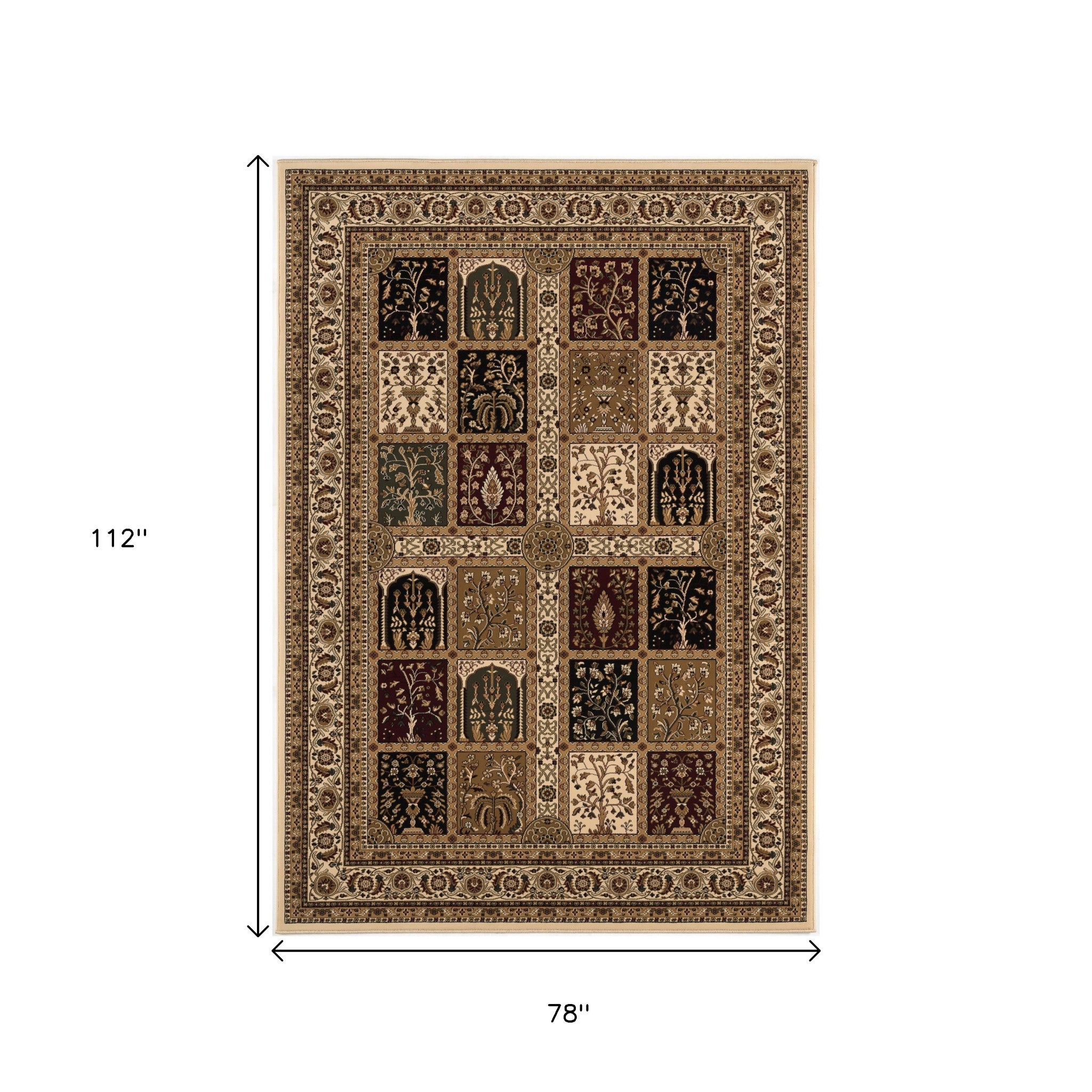 10' Beige And Black Oriental Runner Rug-Area Rugs-DECOROLALA