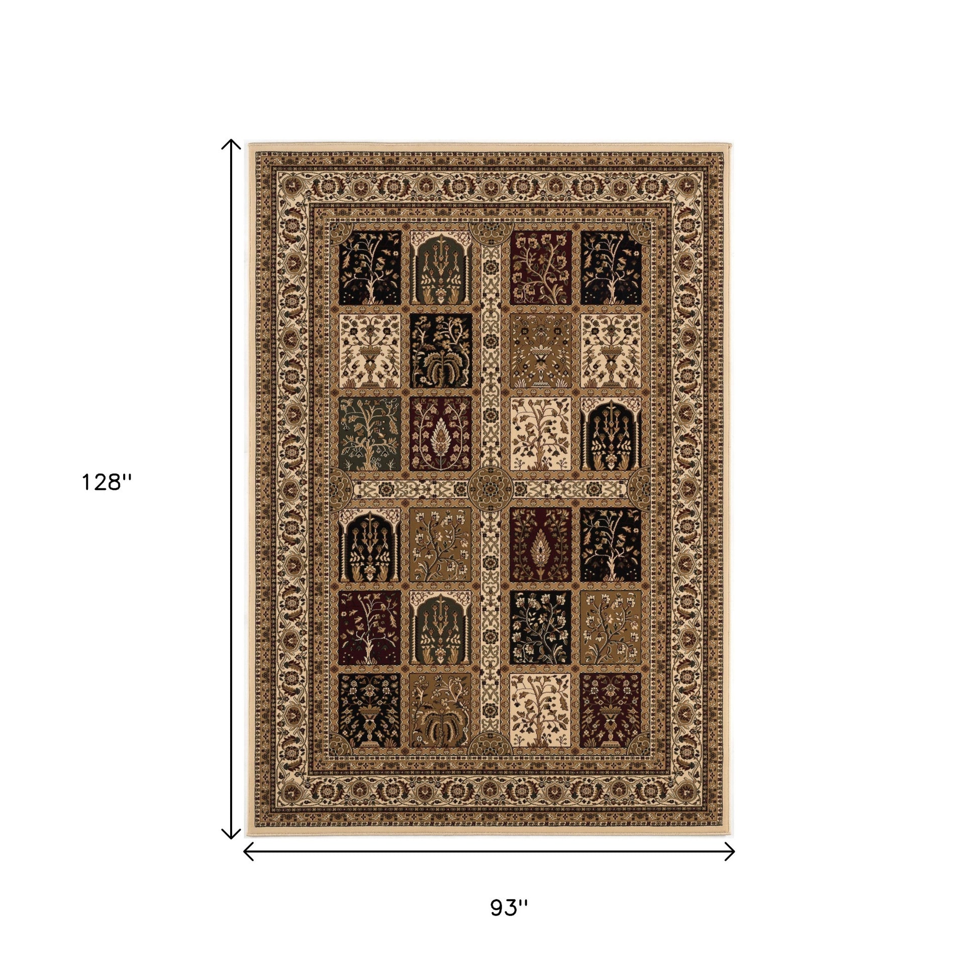 10' Beige And Black Oriental Runner Rug-Area Rugs-DECOROLALA