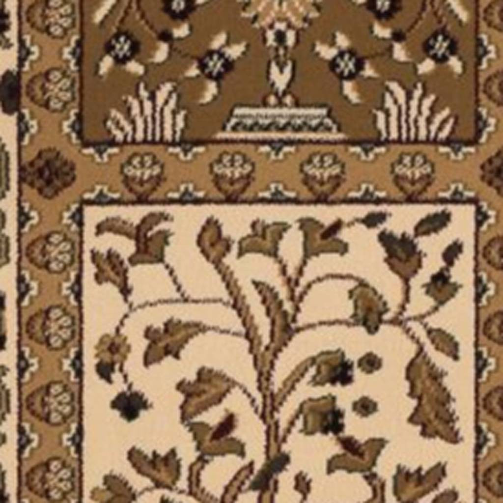 10' Beige And Black Oriental Runner Rug-Area Rugs-DECOROLALA
