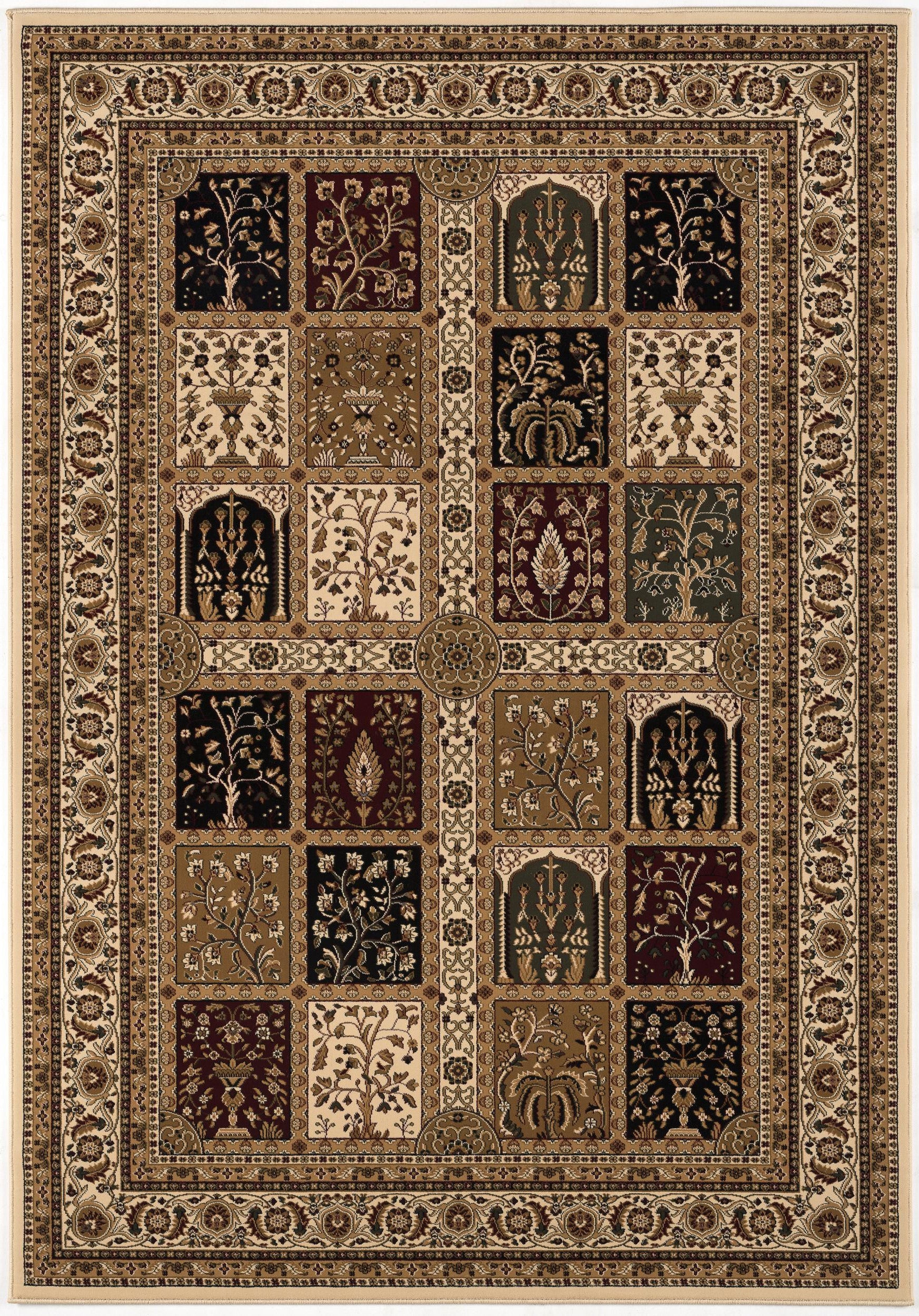 10' Beige And Black Oriental Runner Rug-Area Rugs-DECOROLALA