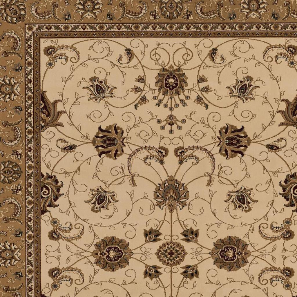 10' Beige And Ivory Oriental Runner Rug-Area Rugs-DECOROLALA