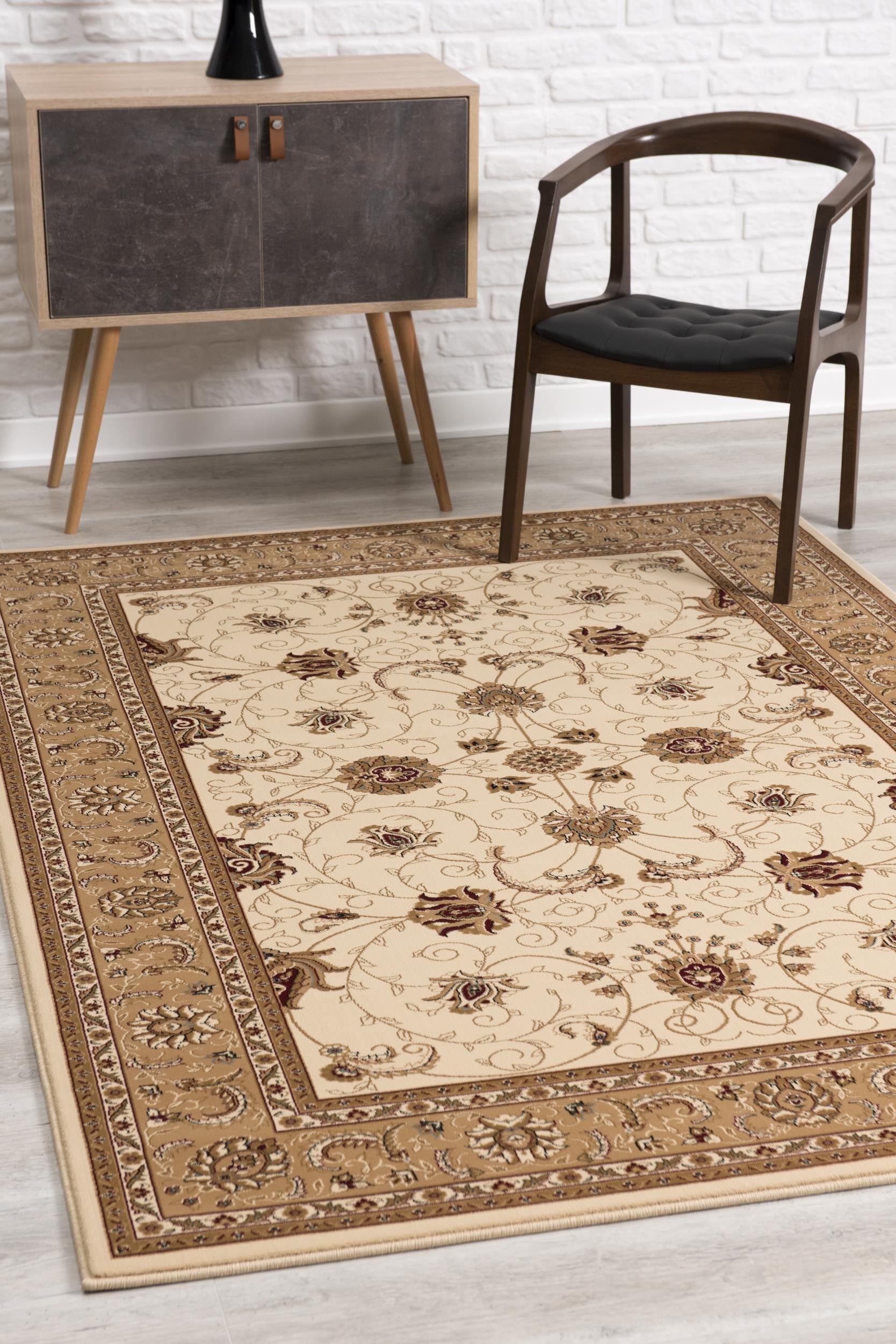 10' Beige And Ivory Oriental Runner Rug-Area Rugs-DECOROLALA