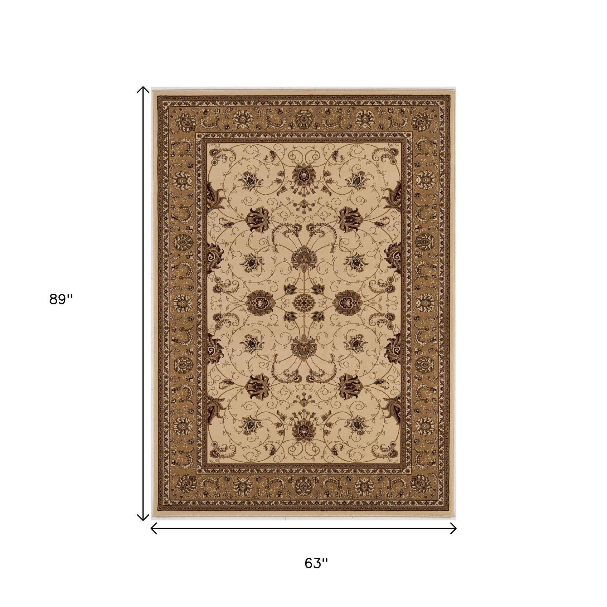 10' Beige And Ivory Oriental Runner Rug-Area Rugs-DECOROLALA