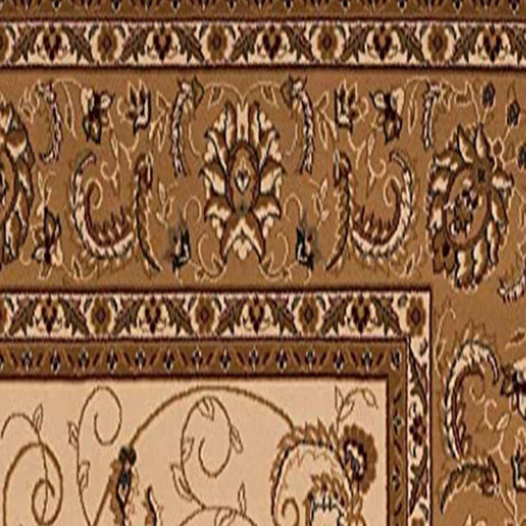 10' Beige And Ivory Oriental Runner Rug-Area Rugs-DECOROLALA
