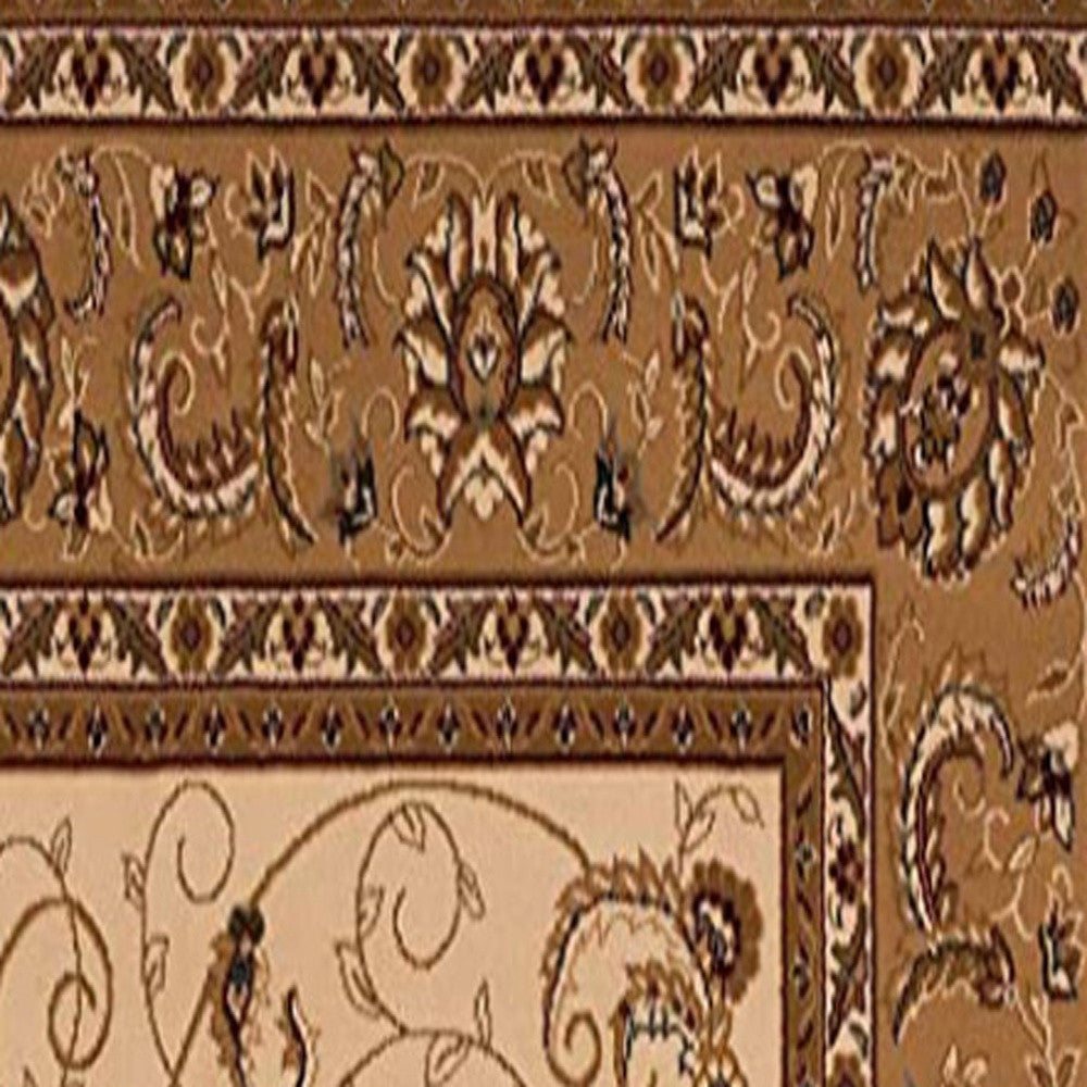 10' Beige And Ivory Oriental Runner Rug-Area Rugs-DECOROLALA