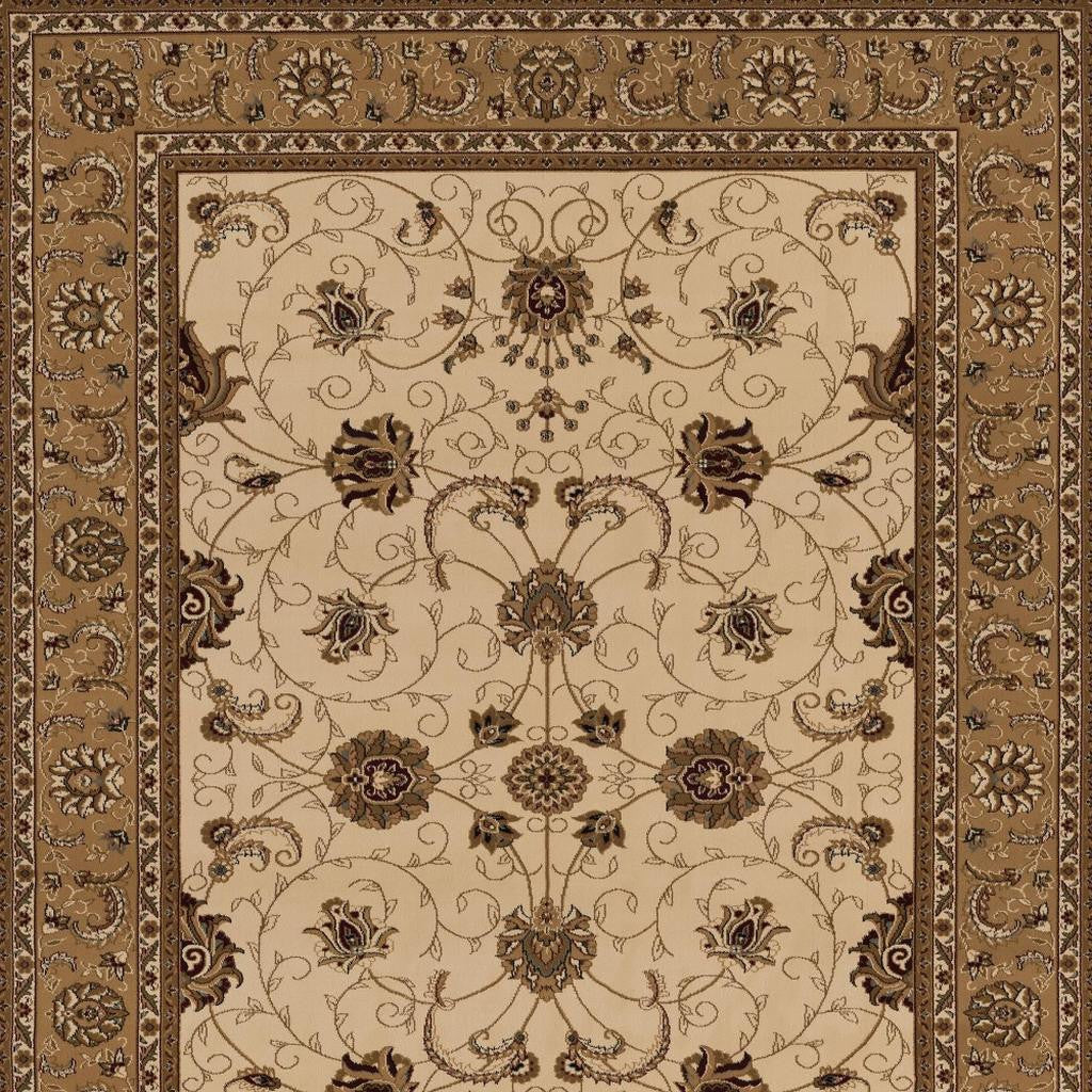 10' Beige And Ivory Oriental Runner Rug-Area Rugs-DECOROLALA