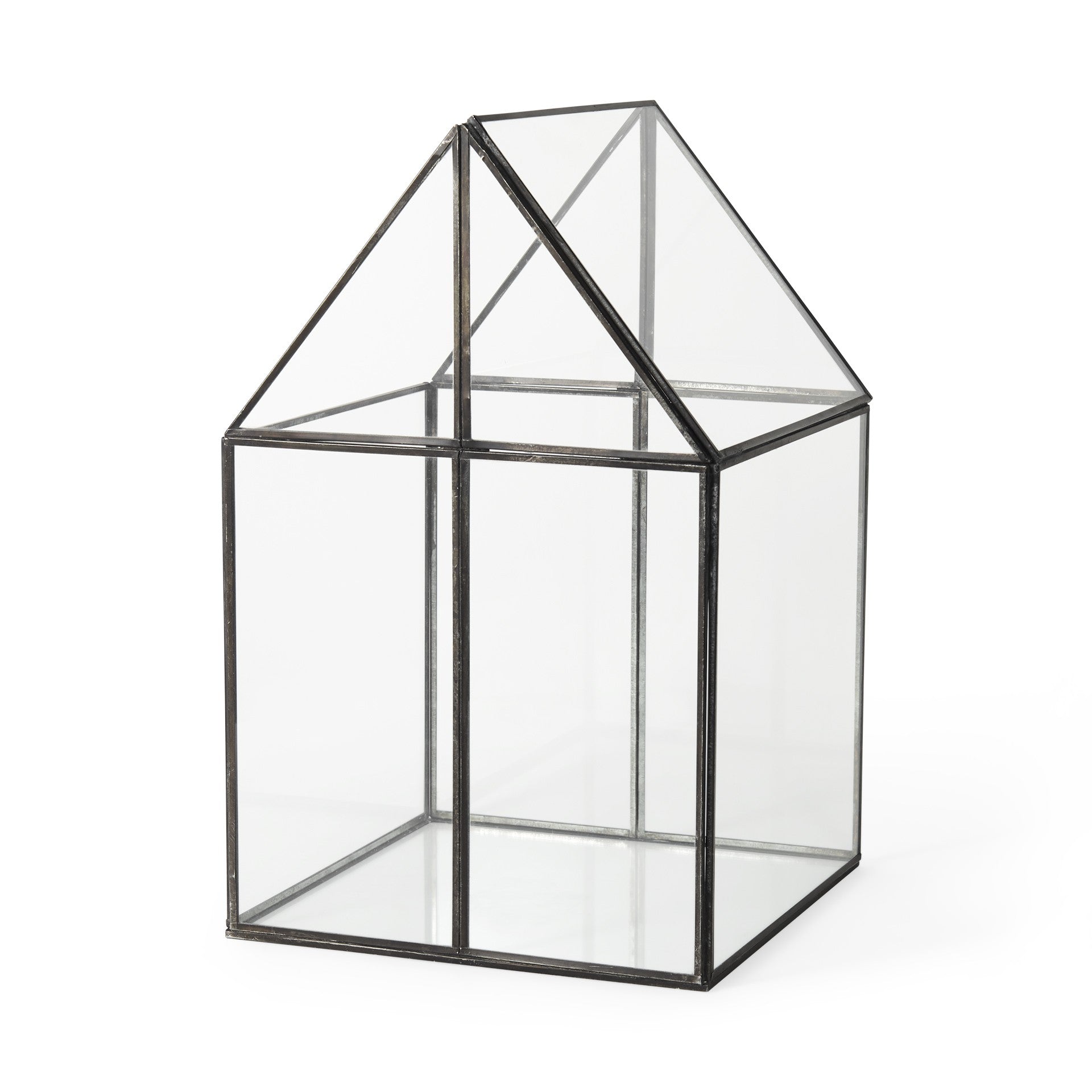 10" Black And Clear Glass And Metal Box-Organizers-DECOROLALA