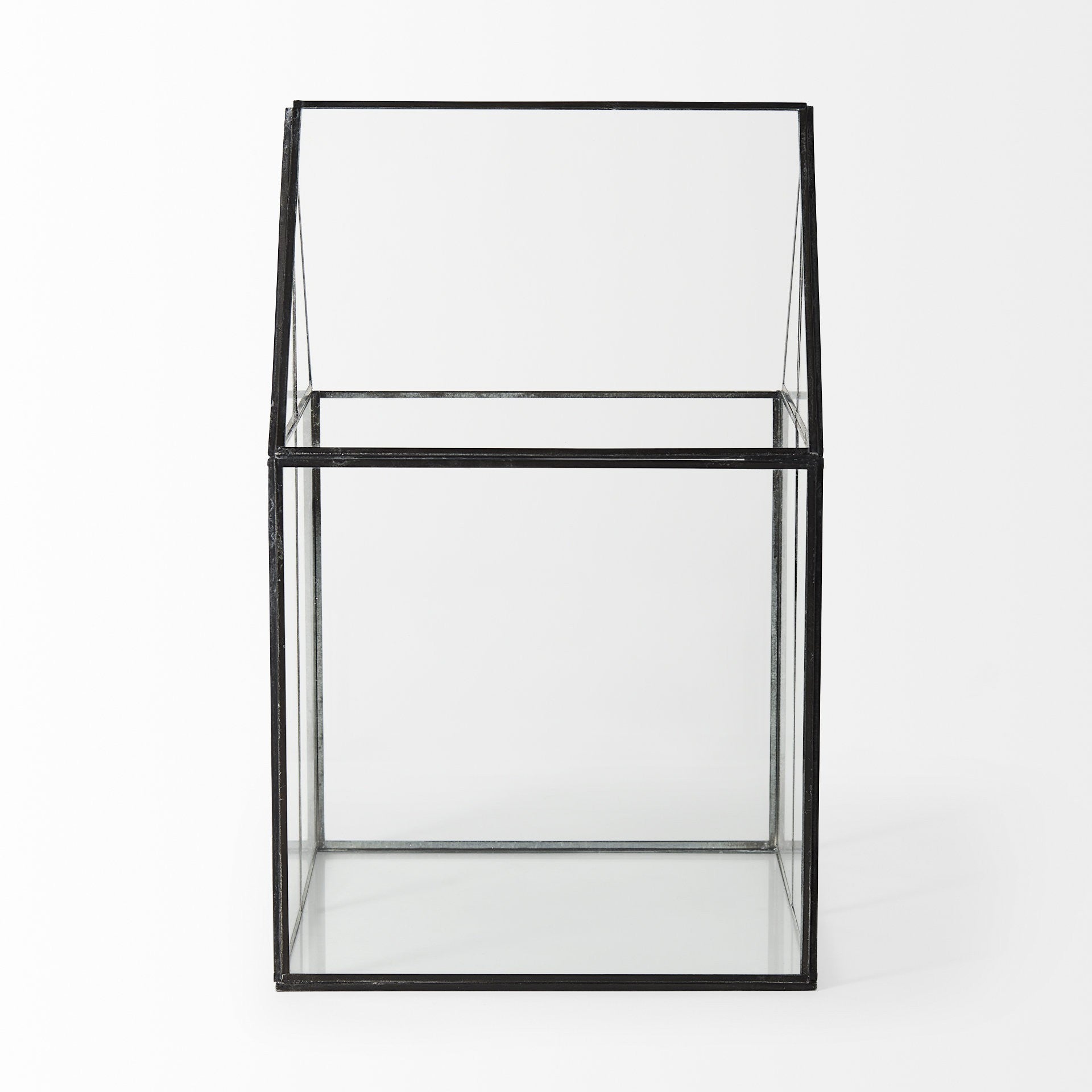 10" Black And Clear Glass And Metal Box-Organizers-DECOROLALA