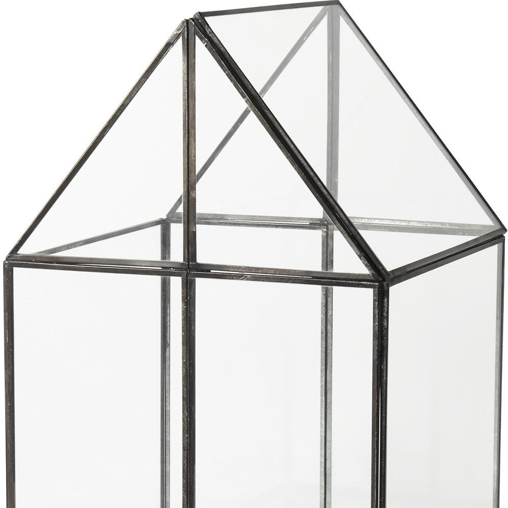 10" Black And Clear Glass And Metal Box-Organizers-DECOROLALA