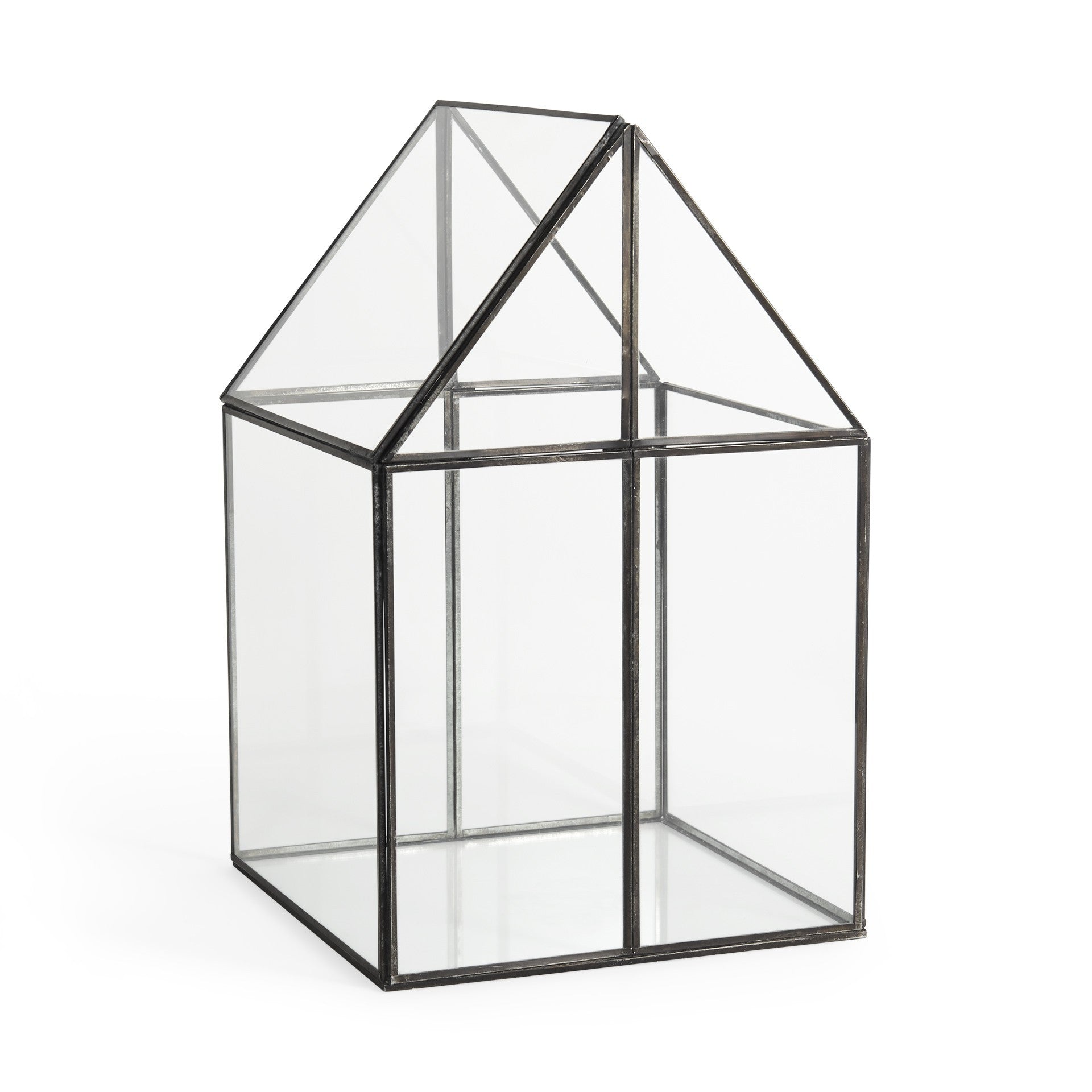 10" Black And Clear Glass And Metal Box-Organizers-DECOROLALA