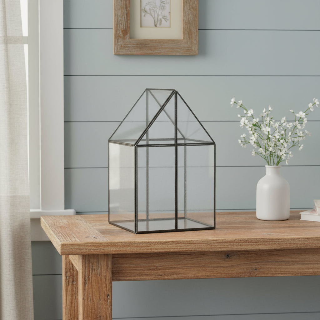 10" Black And Clear Glass And Metal Box-Organizers-DECOROLALA